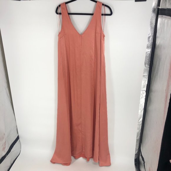 If By Sea Peach Satin Maxi Gown Dress Size Medium Like new! - Picture 1 of 5